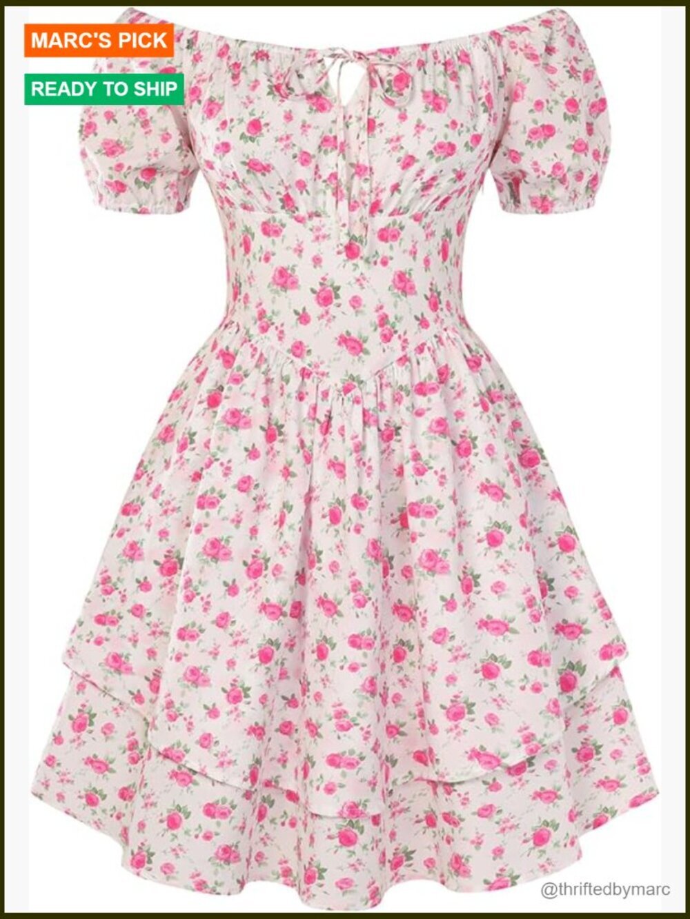 Floral Corset A-Line Sundress with Pockets Short Sleeve Square Neck Smocked Back
